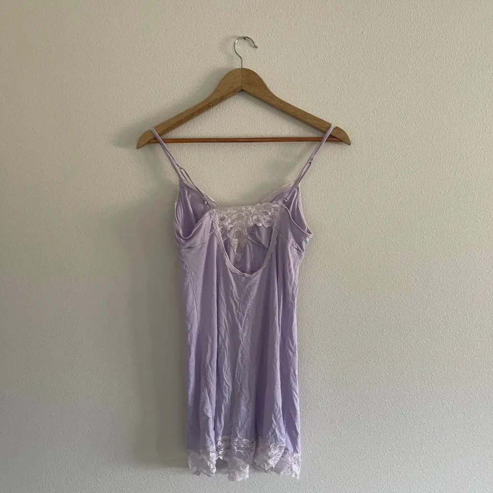 Victoria's Secret Purple Lace‎ Modal Nightgown Slip Dress Size Small - Picture 8 of 14